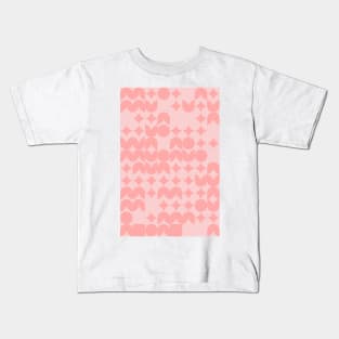 Girly Pinkish Geometric Pattern - Flowers & Stars #15 Kids T-Shirt